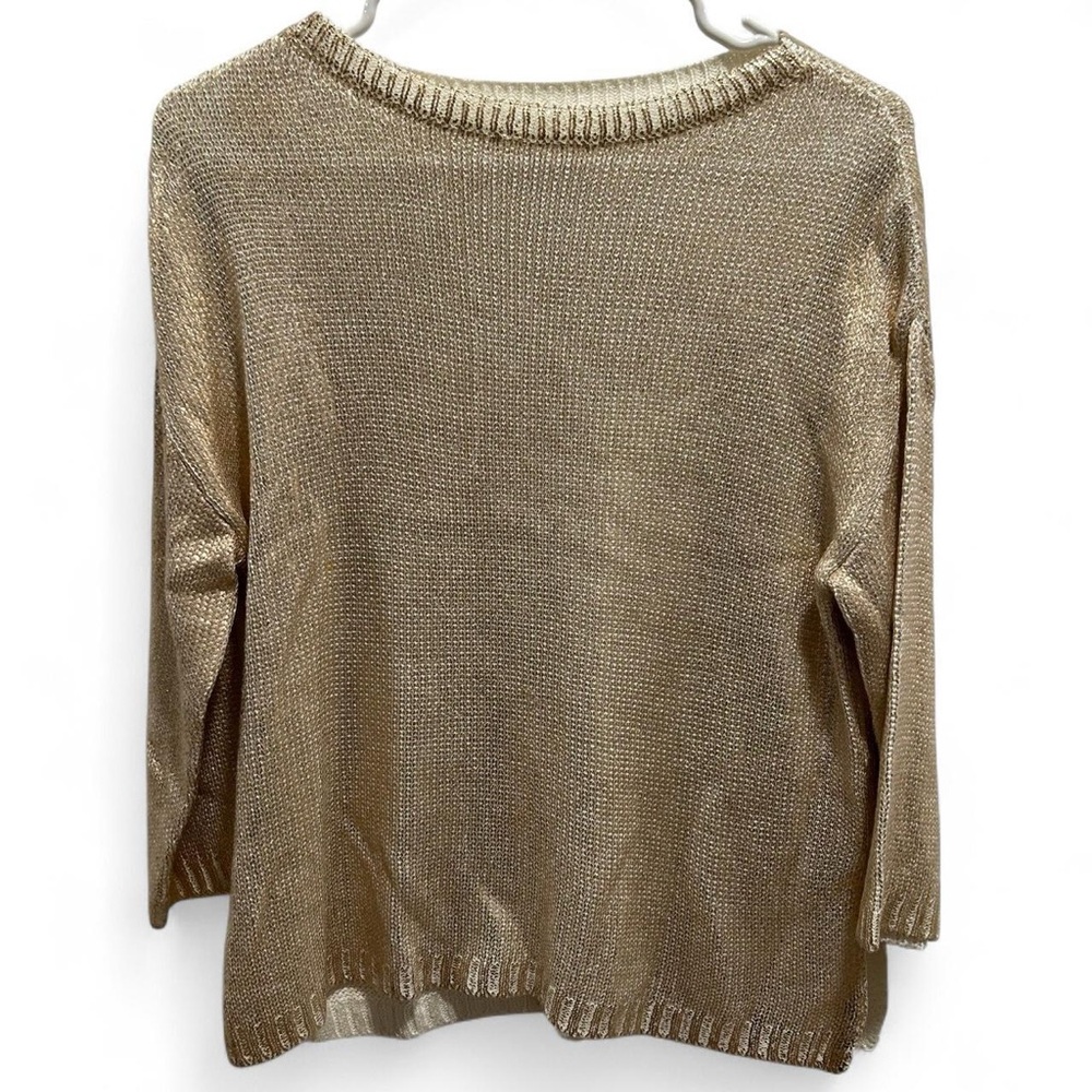 Zara Fancy Collection Gold Metallic Knit Sweater